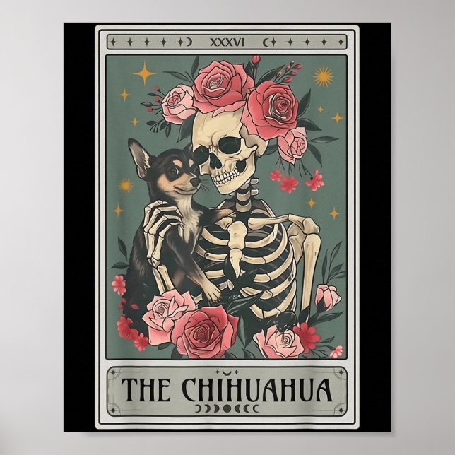 Poster Retro Chihuahua Dog Lover The Moon Halloween , Wom (Frente)