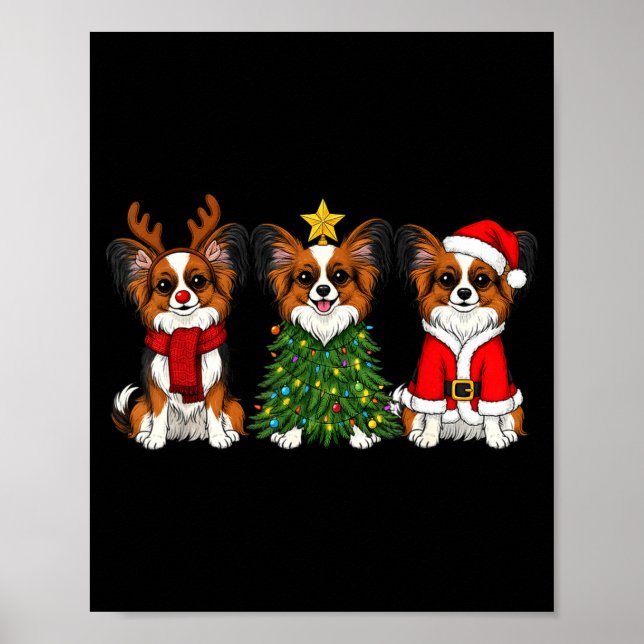 Poster Retro Christmas Pallon Dog Lover Santa Reindeer  (Frente)