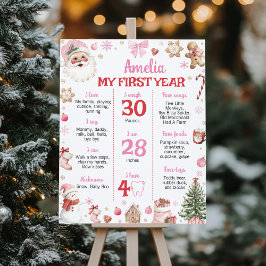 Poster Retro Christmas Pink Santa Birthday Milestone Sign