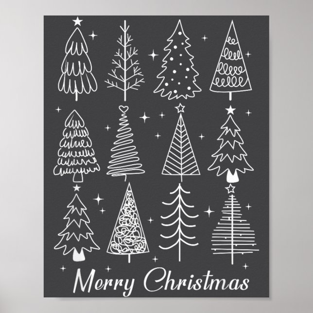 Poster Retro Christmas Tree,funny Christmas Design Tee Wo (Frente)