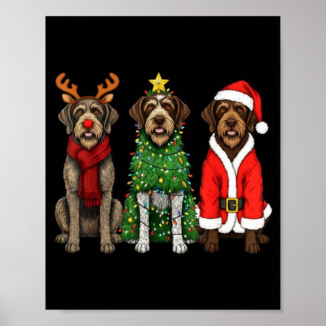 Poster Retro Christmas Wirehaired Inting Griffon Santa Re (Frente)