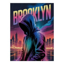 Póster Retro City Night Poster – Vibrant Neon Hooded