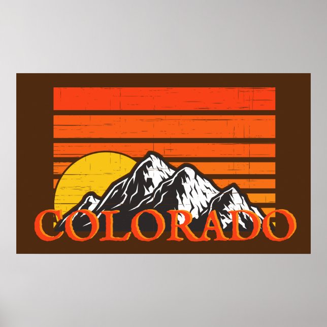 Poster Retro Colorado Rocky Mountain Sunset (Frente)