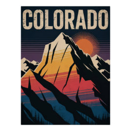 Póster Retro Colorado Travel Poster - Vintage Mountain