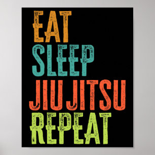Poster Retro Coma Dormir Jiu Jitsu Repetir Submi De Arte 