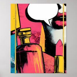 Poster Retro Comic Style: Gold Glamour Pop Art Panel