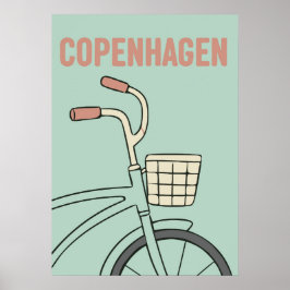 Poster Retro Copenhagen Bicycle Art – Minimal Preppy Styl