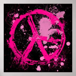 POSTER RETRO COR-DE-ROSA DO SINAL DE PAZ