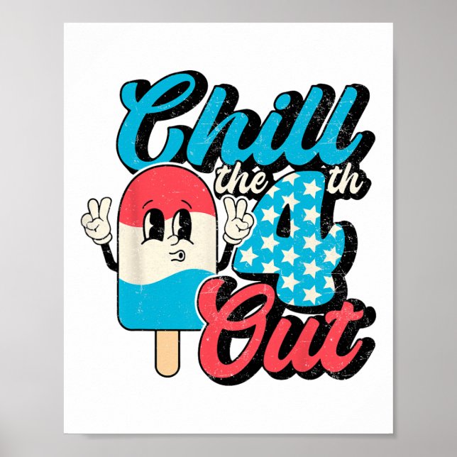 Poster Retro Cuide 4 De Julho Sorvete Enche 4 De Fora (Frente)