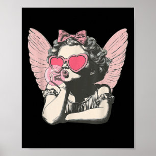 Poster Retro Cupido Dia dos Namorados Fofo Cupido Vintage