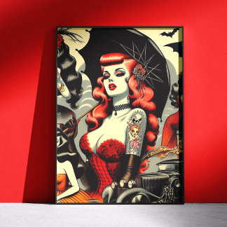 Poster Retro Cute Tattooed Goth Girls
