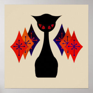 Poster retro da arte do meio século legal de Red