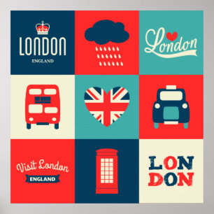 Poster retro da colagem de Londres