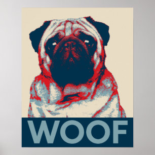 Poster retro da esperança do Woof do Pug