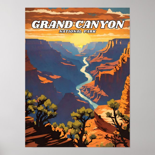 Poster Retro da ilustração do Parque Nacional do Grand Ca (Frente)