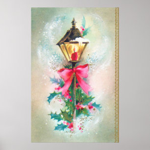 Poster retro da lâmpada do feriado do Natal do