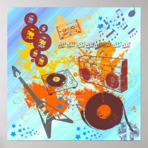 Poster retro da música do anos 80