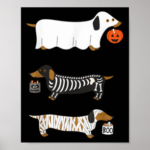 Poster Retro Dachshund Halloween Wiener Dog Pumpkin Weeni