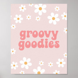 Poster Retro Daisy Pink Boho Groovy Goodies - Sinal do Pa