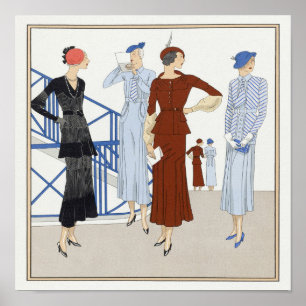 Poster Retro Damas Salto Aguardando Fashion Show