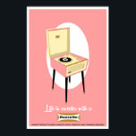 Poster Retro Dansette - Leitor de discos rosa Pop Art pos<br><div class="desc">Retro Salmon Pink e Cream Dansette Bermuda reprodutor anúncio Pop Art poster</div>