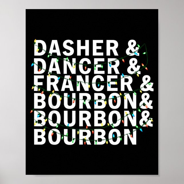 Poster Retro Dasher Dancer Prancer Bourbon Christmas Funn (Frente)