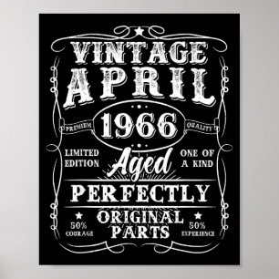 Poster Retro de 60 anos abril de 1966 vintage aniversário