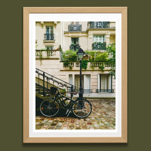 Poster Retro de Bike da Rua Parisiense Vintage