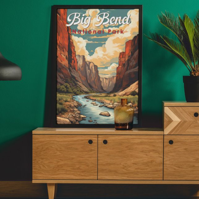 Poster Retro de Ilustração do Parque Nacional Big Bend (Criador carregado)