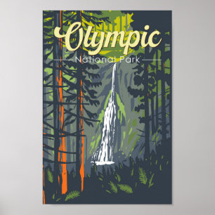 Poster Retro de Ilustração do Parque Nacional da olimpiad