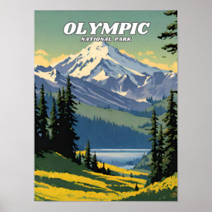 Poster Retro de ilustração do Parque Nacional da olimpiad