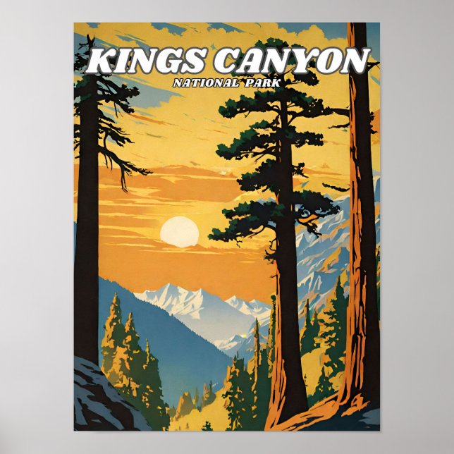 Poster Retro de ilustração do Parque Nacional do Kings Ca (Frente)