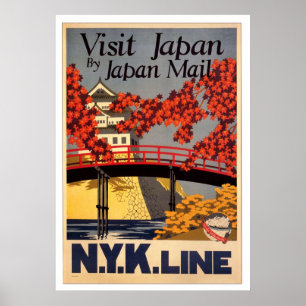 Poster retro de Japão da visita