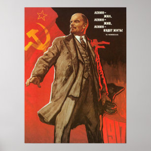 Poster retro de Lenin da revolução de russo