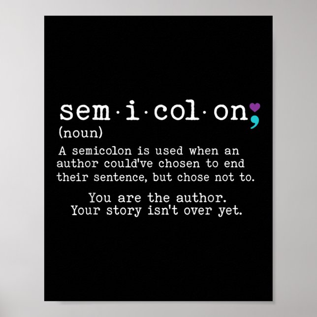 Poster Retrô - Definição de Semicolon Prevenção Suicida e (Frente)