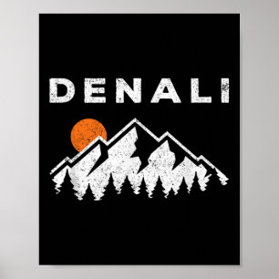 Poster Retro Denali National Park Mounts Vintage Alask