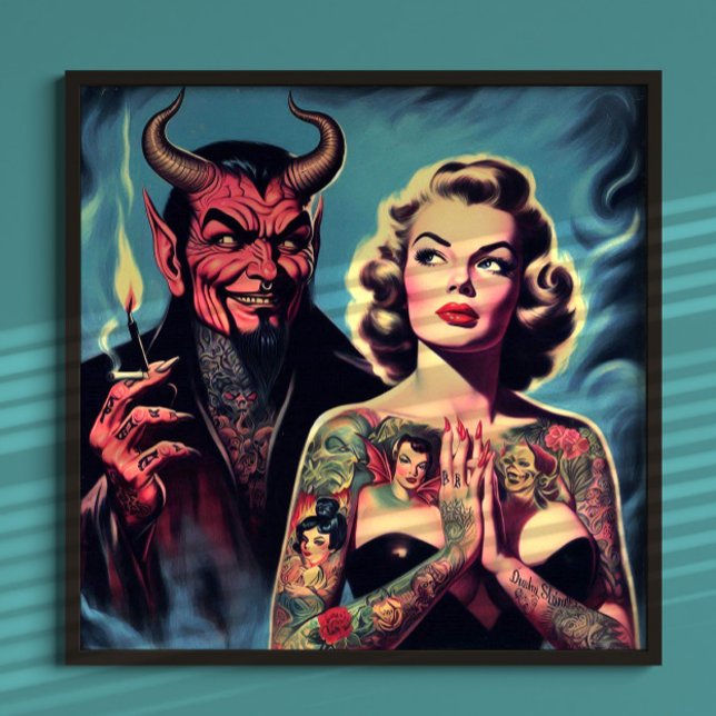 Poster Retro Diabólico Tatuado Pin-up (Criador carregado)