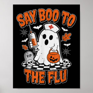 Poster Retro Diga Boo À Enfermeira Fantasma Engraçada Com