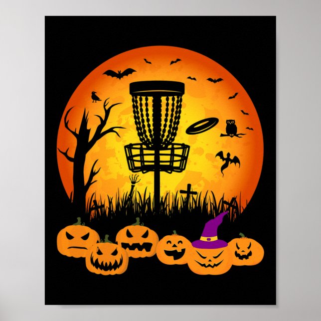 Poster Retro Disc Golf Halloween Cemitério Disc Gol Assus (Frente)