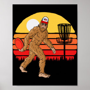 Poster Retro Disc Golf Pé Grande Disco Vintage Sasquatch