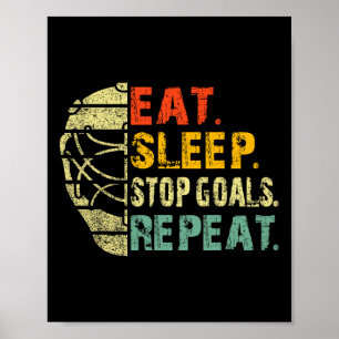 Poster Retro Divertido Comer Dormir Parar Metas Repetir H