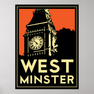 poster retro do art deco de Londres westminster
