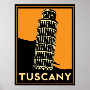 poster retro do art deco de Toscânia Italia