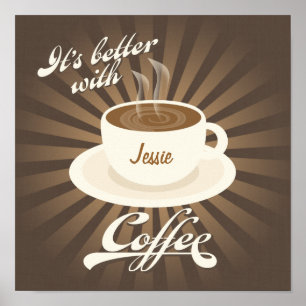 Poster retro do comensal melhor com café