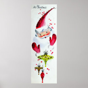 Poster retro do feriado do Natal do papai noel do