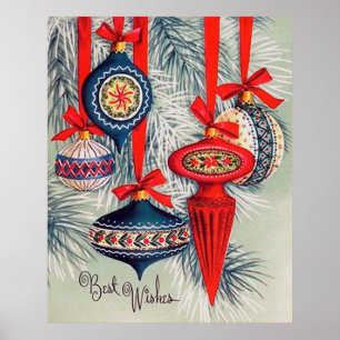 Poster retro do feriado dos bulbos de Christma do