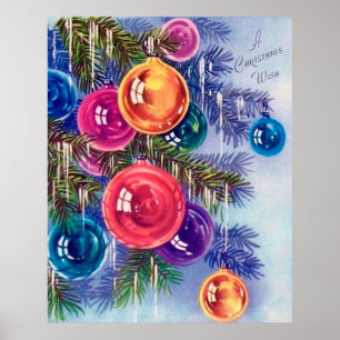Poster retro do feriado dos bulbos do natal