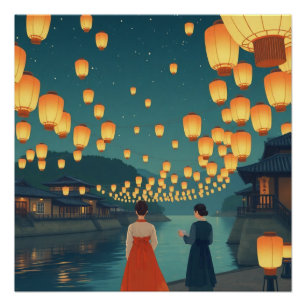 Póster Retro do festival Joseon latern