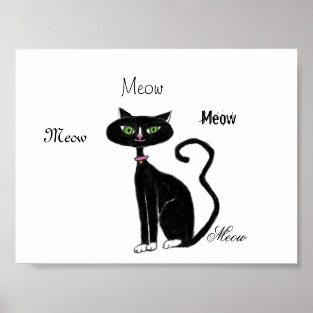 Póster Retro do Gatinho Meow (Frente)