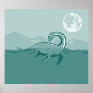 Poster retro do monstro de Loch Ness